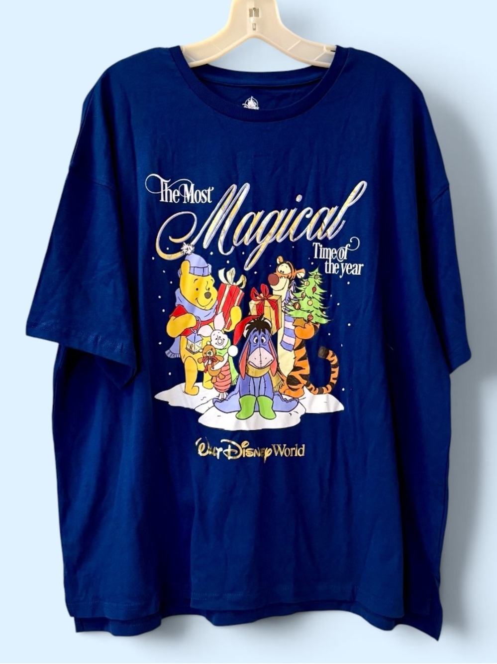 Men’s Disney Winnie the Pooh Navy Blue Holiday Graphic Tee - Size L - NWT
